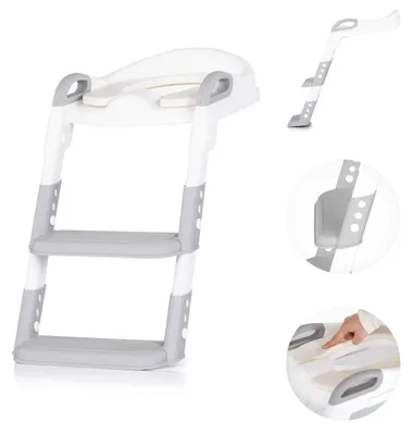 Immagine prodotto di Chipolino Sedile WC per bambini Kiddy, regolabile in altezza, con maniglie e gradini, grigio