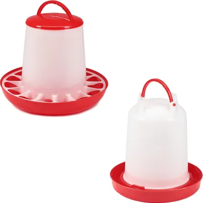 Produktbild von Mucola Futterspender Hühnertränke Set Futterautomat Geflügeltränke Kunststoff Napf Tränke Geflügel Hühner Futter Futtertrog - 3kg + 3L