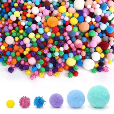 Bastel-Pompons, 1000 Stück, 1-3 cm, mehrfarbig
