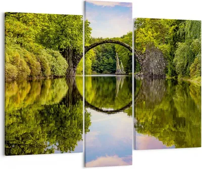 Produktbild von Bild auf Leinwand - Leinwandbild - Park Natur Wasser - 95x80cm - Wand Bild - Wanddeko - Wandbilder - Leinwanddruck - Bilder - Kunstdruck - Wanddekoration - Leinwand bilder - Wandkunst - CB95x80-3902