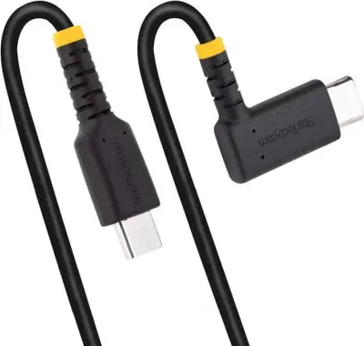 Produktbild von StarTech.com 30cm USB-C-Schnellladekabel, Laden und Synchronisieren, 3A, USB 2.0, TPE-Mantel mit Aramidfaser - Robustes USB C Spiral Ladekabel, 0,3 m, USB B, USB C, USB 2.0, 0,48 Gbit/s, Schwarz
