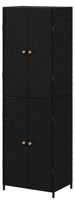 Produktbild von Gartenschrank Geräteschrank Beistellschrank Aufbewahrungsschrank Schwarz 59x40x180cm Poly Rattan