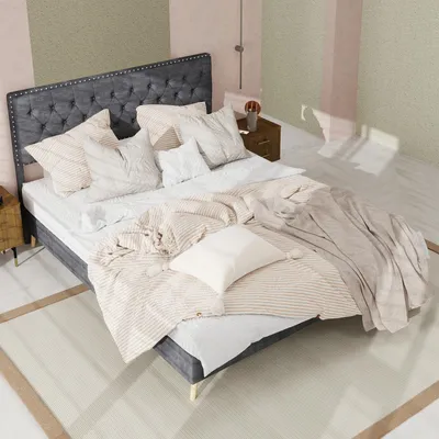 Produktbild von MODFU Modernes Jugendbett 140x200 Bettgestell Bettrahmen mit hohem Kopfteil,Doppelbett Holzbett mit viel Stauraum unter dem Bett,ohne Matratze,Grau
