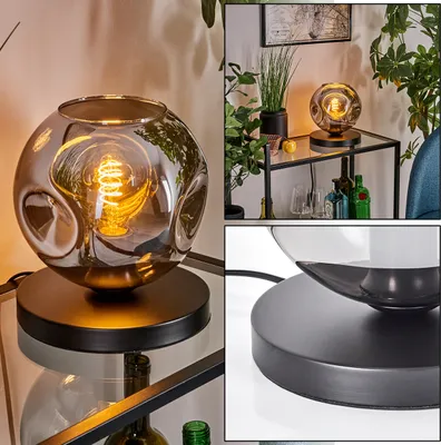 Produktbild von Villamare Tischlampe aus Metall/Glas in Schwarz/Rauchfarben