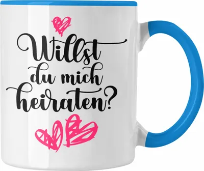 Produktbild von Trendation - Heiratsantrag Ideen Überraschung Mann Frau Heiratsantragsgeschenk Gechenke Tasse Verlobung Heiraten (Blau)