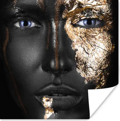 Produktbild von MuchoWow® Poster Gold - Weiblich - Schwarz 30x30 cm - Wandposter - Printing