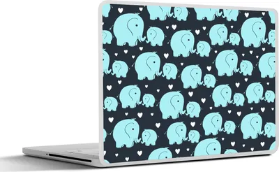 Produktbild von MuchoWow® Laptop Aufkleber Sticker Cover Muster - Elefant - Herz 25x18 cm - Laptop-Deko