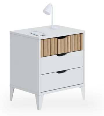 Imagen del producto de duehome -Mesita de noche de 3 cajones y patas 44x50 cm Nitza On