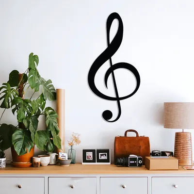 Obrázek produktu pro Wallity, Treble Clef, nástěnná dekorace, černá, kov, 28 x 59 cm
