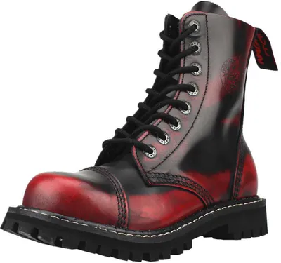 Produktbild von ANGRY ITCH-8-Loch Red Rub-Off Ranger Armee Leder Stiefel Stahlkappe, EU 46