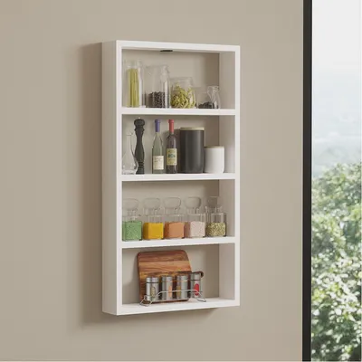 Immagine prodotto di Cervasca - Mensola, 43x9x80h cm Bianco, 4 Ripiani