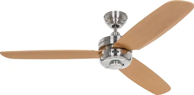 Produktbild von Deckenventilator mit Fernbedienung Night Flight 132 cm Chrom gebürstet / Buche