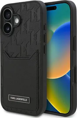 Produktbild von Karl Lagerfeld Cardslots Monogram - iPhone 16 Hülle (Schwarz)