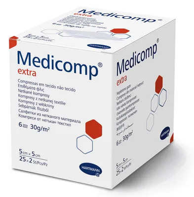 Produktbild von Hartmann Medicomp extra steril, 2 x 25 Stück, 6-fach, 5 x 5 cm