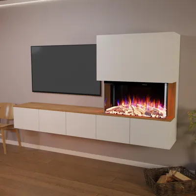 Produktbild von Glow Fire Elektrokamin 'PR6' | LED Standkamin in Schwarz (Beton) mit Heizung (1500 W) | HxBxT: 130x102x33 cm