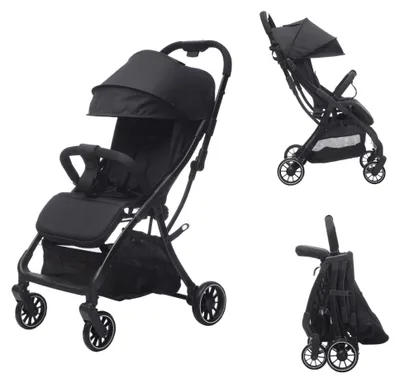 Productafbeelding van Cabino Buggy Compact Plus, zwart – lichte kinderwagen, geschikt als handbagage, opvouwbaar, geschikt tot 22 kg, verstelbare rugleuning, inclusief tas