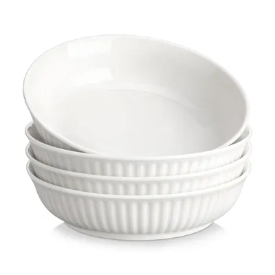 Produktbild von MALACASA Pastateller aus Porzellan, 4-tlg Suppenteller, Nudelschüssel, Ramenschüssel, große Salatschalen, Mehrzweckschalen