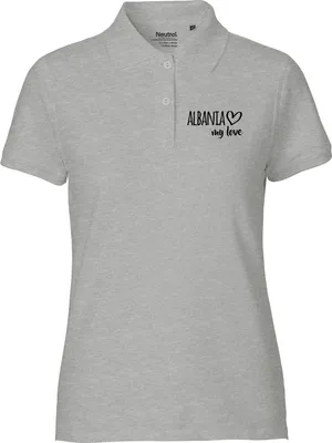 Produktbild von Huuraa Damen Polo Shirt Albania my love XL Sport Grey Bio Baumwolle Fairtrade Poloshirt Geschenkidee