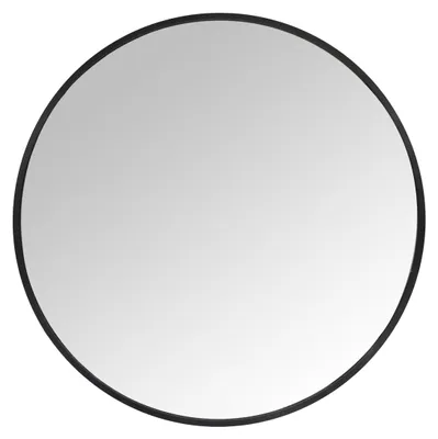 Runder Wandspiegel Ø 40 cm, schwarzer Rahmen, für Flur & Bad