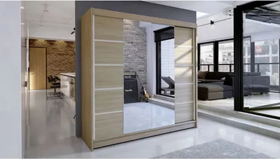 Obrázek produktu pro Velká šatní skříň se zrcadlem 180 cm VILMA 5 - dub sonoma
