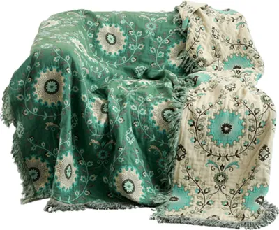 Produktbild von Wendbare Geflochtene Decke mit Fransen – Sofadecke, 150x200 cm – Elegante & Praktische Wahl