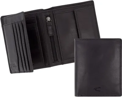 Produktbild von camel active Herrenbörse Brieftasche Ledergeldbörse hochformat schwarz black como