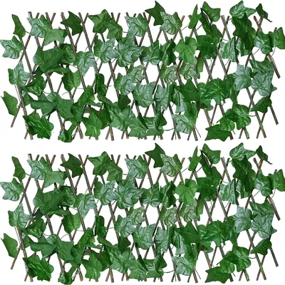 Image de Clôture télescopique, feuilles de lierre artificielles, décoration de jardin, lot de 2