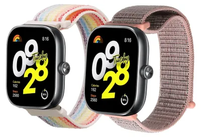Produktbild von kwmobile 2x Uhrenarmband für Xiaomi Redmi Watch 4 / Band 8 Pro Armband - Fitnesstracker Band Set aus Nylon - Ersatzarmband Smartwatch - Altrosa