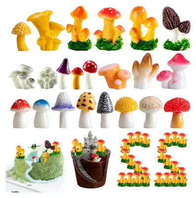 Produktbild von 22 Stück Miniatur-Pilze für die Gartendekoration aus Harz