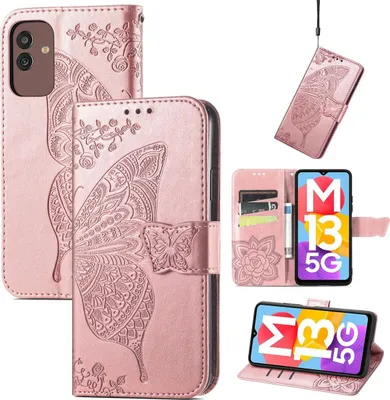 Produktbild von König Design Hülle kompatibel mit Samsung Galaxy M13 5G Kunstleder Handyhülle - Handy Case Roségold