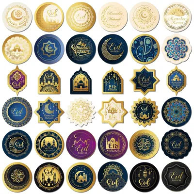 Eid Mubarak Sticker, 144 Stück, Ramadan Deko, selbstklebend