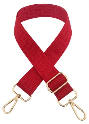 Produktbild von Verstellbarer Schultergurt für Taschen - 72-130 cm Länge und 3,8 cm Breite - Ersatzriemen mit Karabiner in Gold - Rot