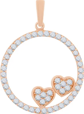 Produktbild von Golders Anhänger aus 585 Rotgold 2 Herzen Kreis, mit Zirkonia, Silberschmuck für Damen