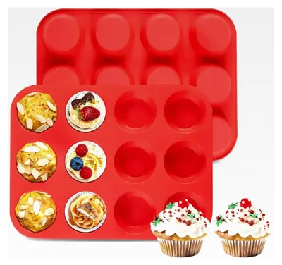 Produktbild von Silikon-Muffinform für 12 Muffins, 2 Stück, Antihaft, spülmaschinenfest, für Muffin-Kuchen