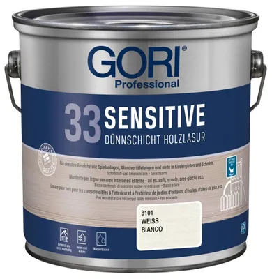 Produktbild von GORI Professional 33 SENSITIVE, Dünnschicht-Holzlasur, weiß, 2,5 l