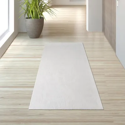 Produktbild von Teppich weiß weich pflegeleicht saugrobotergeeignet für Wohnbereiche Größe - 60 x 110 cm