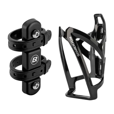 Produktbild von ROCKBROS Fahrrad Trinkflaschenhalter Set, PC Getränkehalter + Adapter, für Fahrad ohne Bohrungen für Flaschen (7-10cm Ø) Schwarz