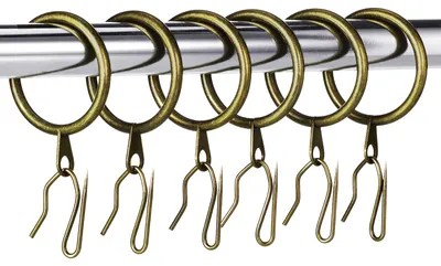 Produktbild von Metall Gardinenringe mit Haken, 30 mm Innendurchmesser, 30 Stück, für Fenster und Türen