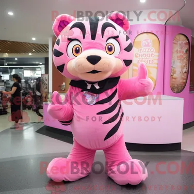 Produktbild von Maskottchenkostüm REDBROKOLY Rosa Tiger mit Leggings und Schals