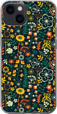 Produktbild von MuchoWow® Handyhülle Schutzhülle Hülle für Telefoonhoesje iPhone 13 Mädchen - Schmetterling - Pflanzen - Muster - Mädchen - Kinder - Mädchen Silikon Softcase Handy Hülle - Karteninhaber
