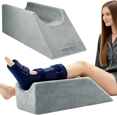 Produktbild von Beinkissen zum Hochlagern Keilkissen Memory-Schaum Waschbarer Bezug 68x25x22 cm - Venenkissen Beinhochlagerungskissen für Beine & Knie, lindert Schwellungen und Schmerzen