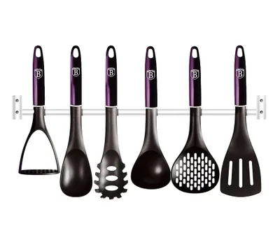 Image de BERLINGERHAUS Ustensiles de cuisine avec support mural 7 pcs Collection Eclipse violet BH-6331