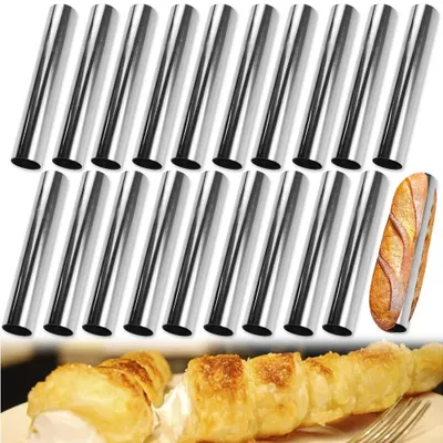 20 Edelstahl-Cannoli-Rohre, antihaftbeschichtet, mit Bürste