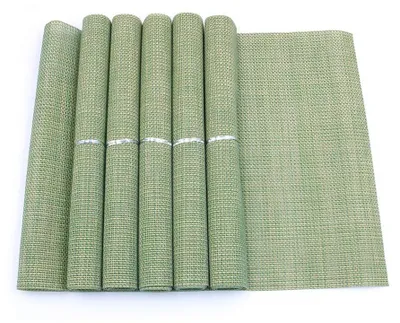 6er-Set Tischsets, 45x30 cm, PVC, rutschfest, hitzebeständig, grün