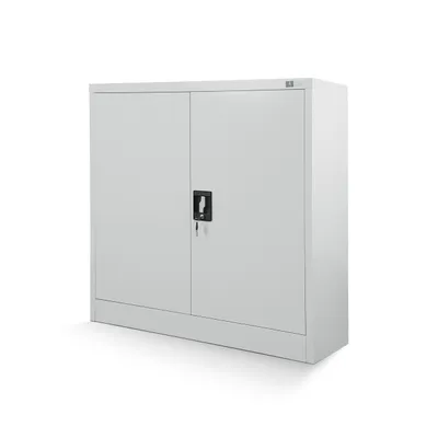 Zdjęcie produktu dla JAN NOWAK Niska Szafka Metalowa Komoda Biurowa Dwudrzwiowa 90x93x40 | Regulowana Półka Ryglowany Zamek Mała Szafa Do Biura | Szara
