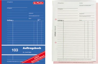 Produktbild von Herlitz Auftragsbuch 103 / A5 / 3x 40 Blatt / selbstdurchschreibend