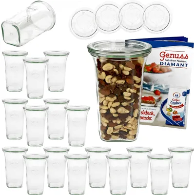 Obrázek produktu pro sada 18 sklenic WECK Quentin 795ml + 18x víčka + brožura I konzervační formulář