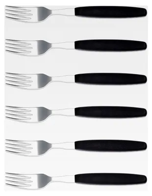 Produktbild von 6-teiliges Besteckset aus Deutschland - Essgabel, Steakgabel, große Menügabel - ideal für Camping - rostfreier Edelstahl, ergonomischer Griff - Schwarz