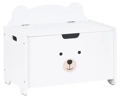 Produktbild von BELIANI Spielzeugkiste Weiß MDF-Konstruktion Niedliches Design Tierform Bär Skandi-Design Aufbewahrung fürs Kinderzimmer mit Deckel