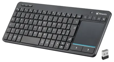 Obrázok produktu pre Mini klávesnica s integrovaným dotykovým panelom s podporou viacdotykového ovládania – bezdrôtové pripojenie (RF + Bluetooth), rozloženie klávesov QWERTY
